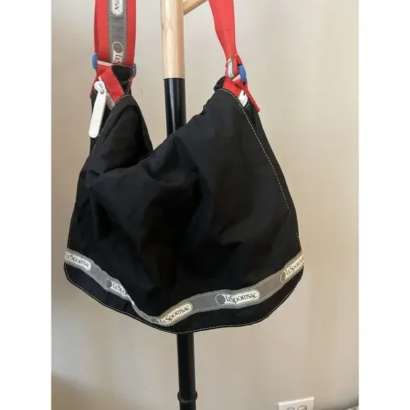 LeSportsac Large Messenger Bag/Gym Bag From Japan Preowned Black & Red Unisex